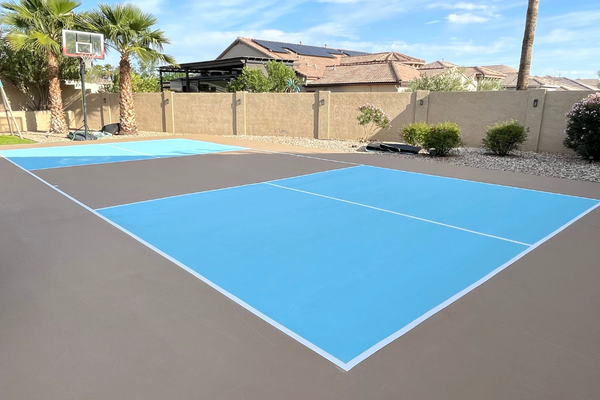 Different pickleball court color options for residential installation