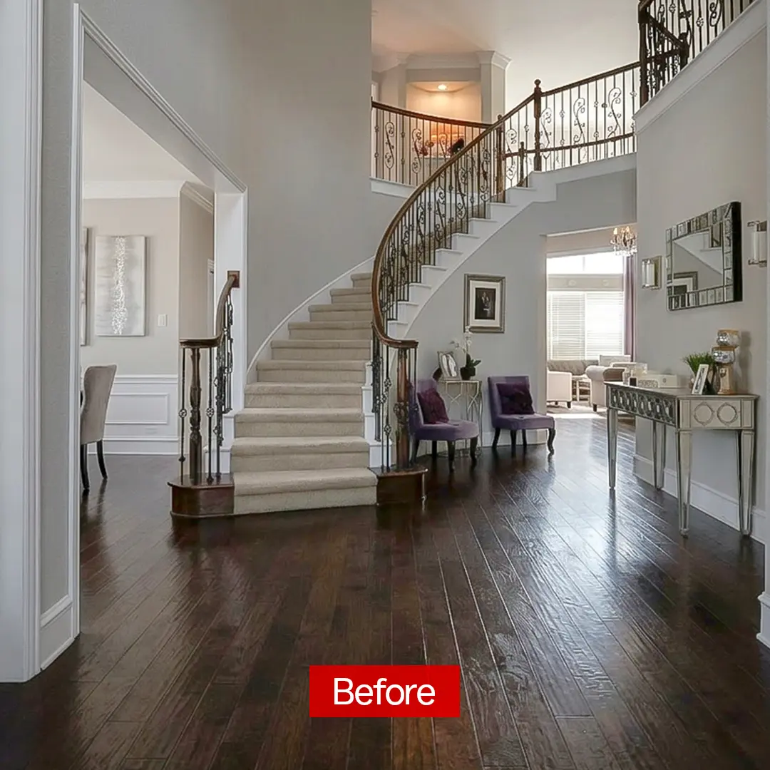 Before flooring transformation in DFW home, project 1