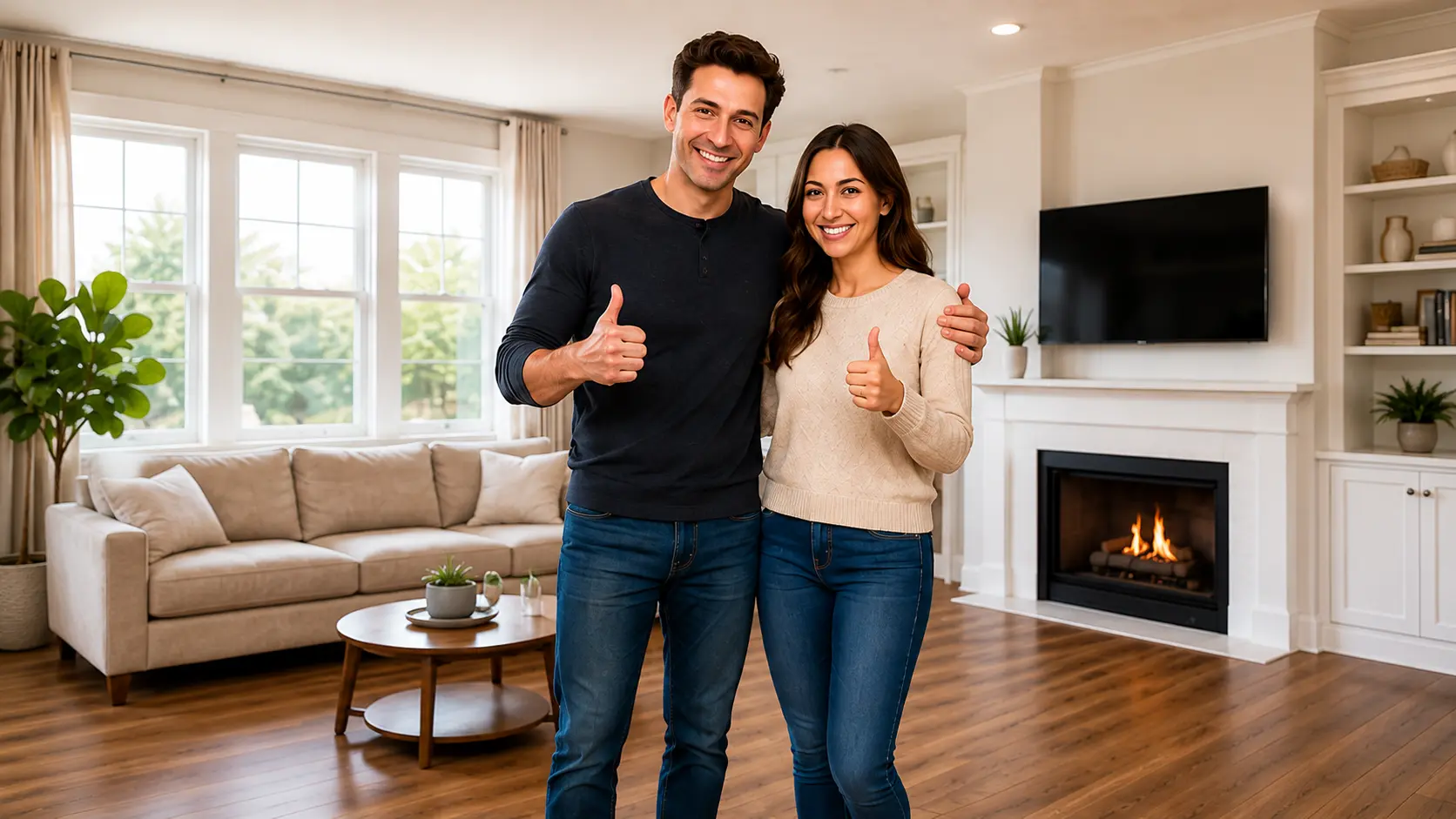Happy DFW homeowners enjoying their new flooring
