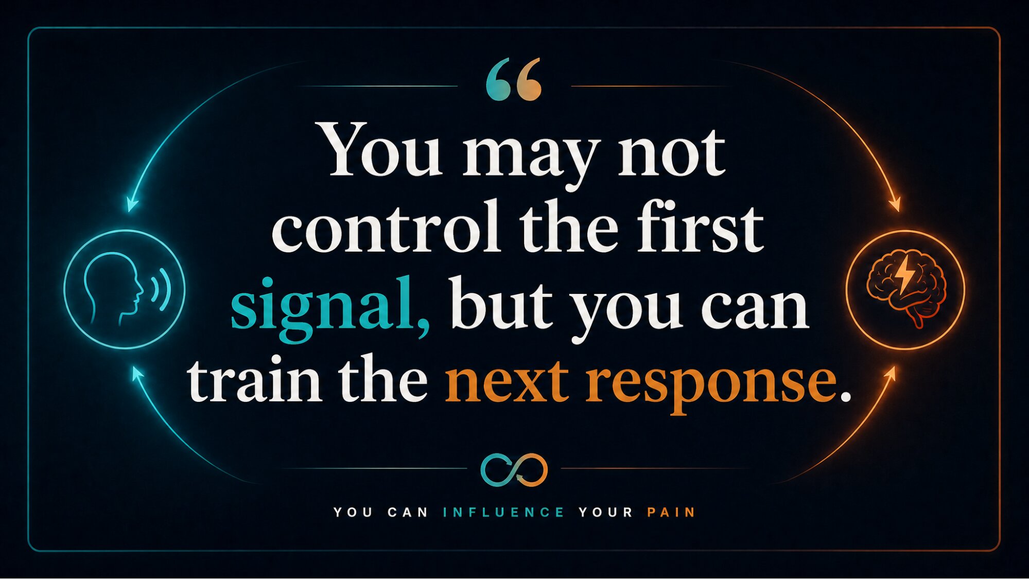 Quote graphic — "You may not control the first signal, but you can train the next response."