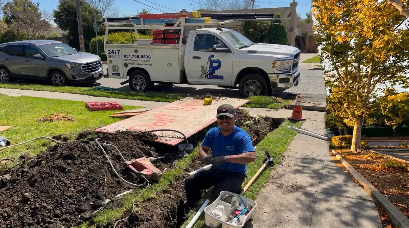The owner of JP Plumbing at work on a job
