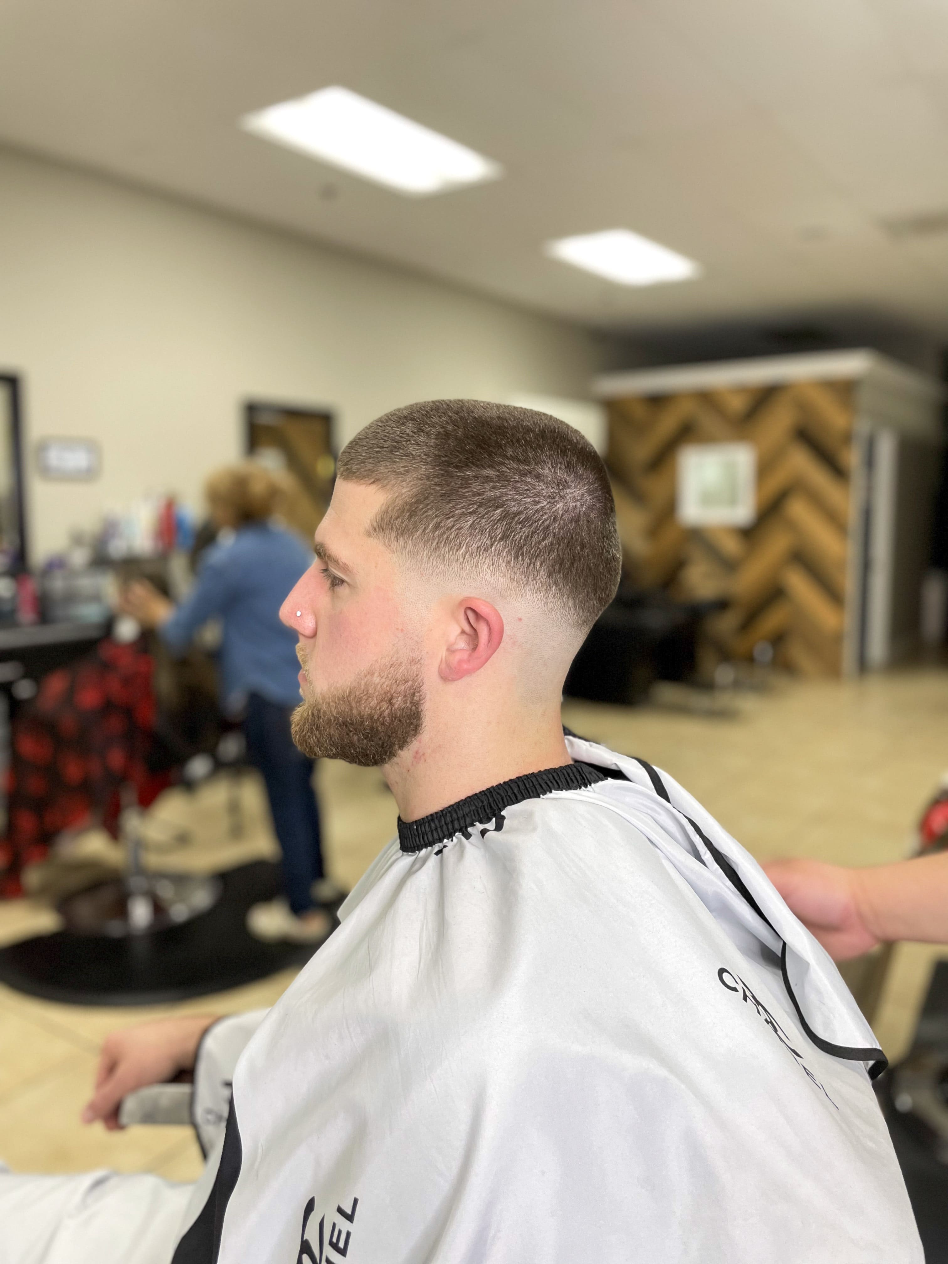 Finishing and styling at Alexa's Beauty Barber