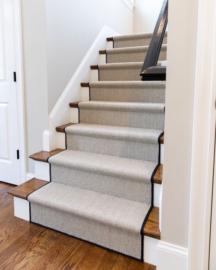 Carpet flooring installed on staircase near raleigh