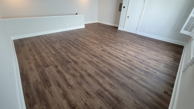 Waterproof luxury vinyl plank (LVP) flooring installed in a Raleigh NC room