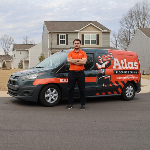 Victor In front of Atlas Van in front of house - In Home Consultation