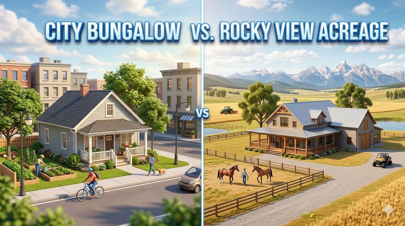City Bungalow vs. Rocky View Acreage: The Real Cost Comparison