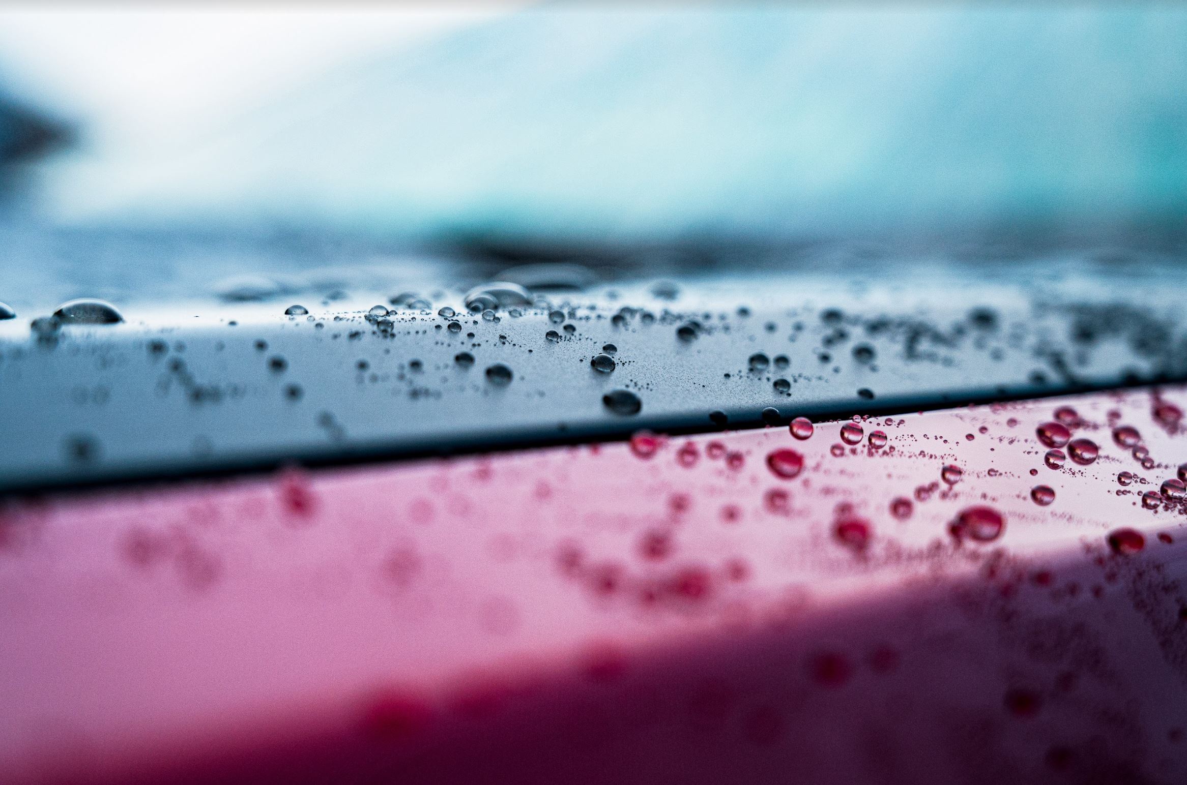 Water beading on a ceramic coated vehicle