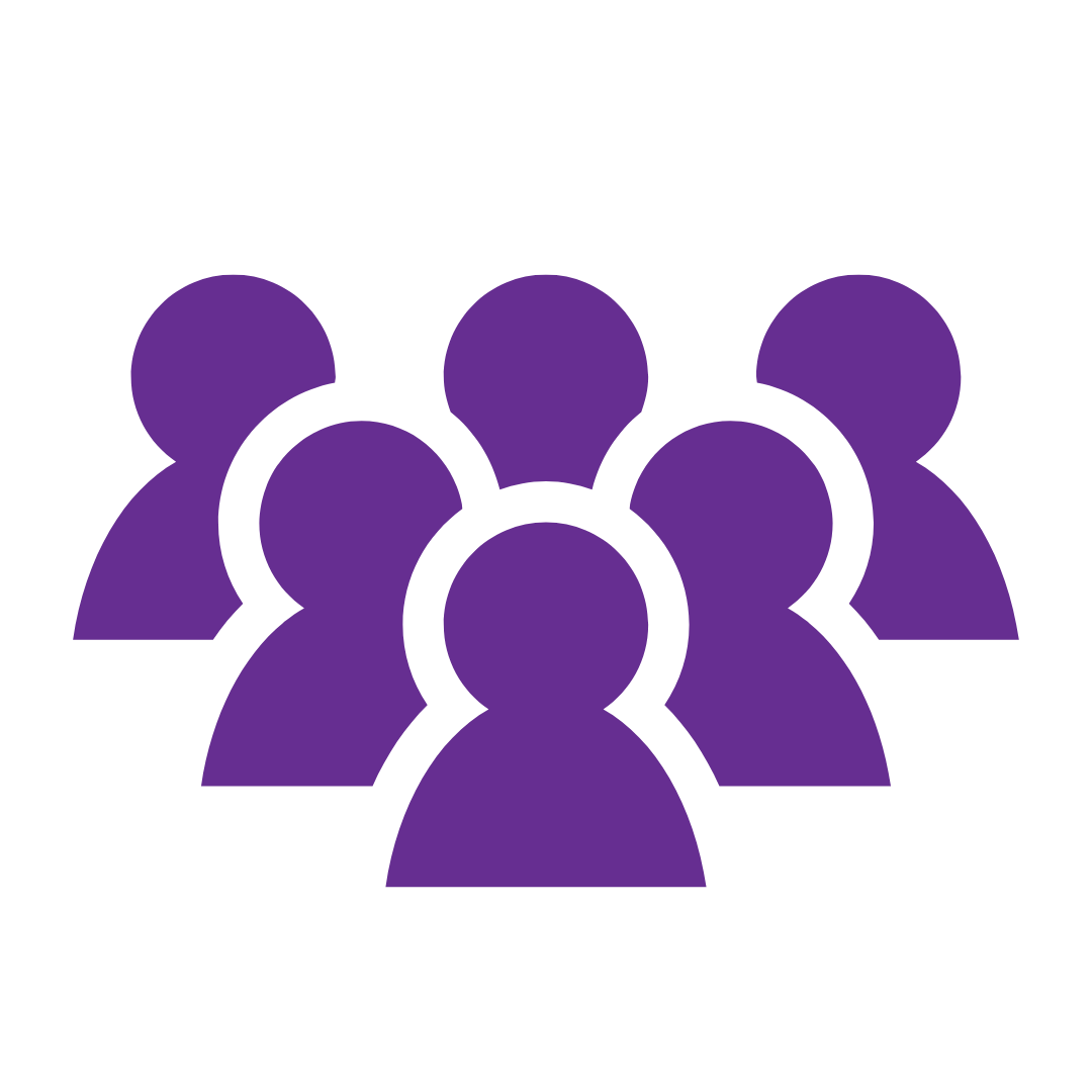 group of people in a silhouette in purple