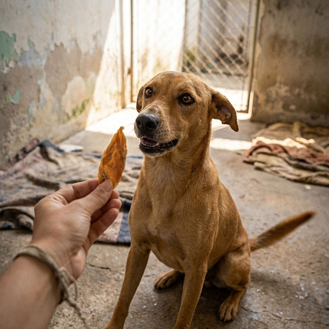 Cão de abrigo esperando alguém