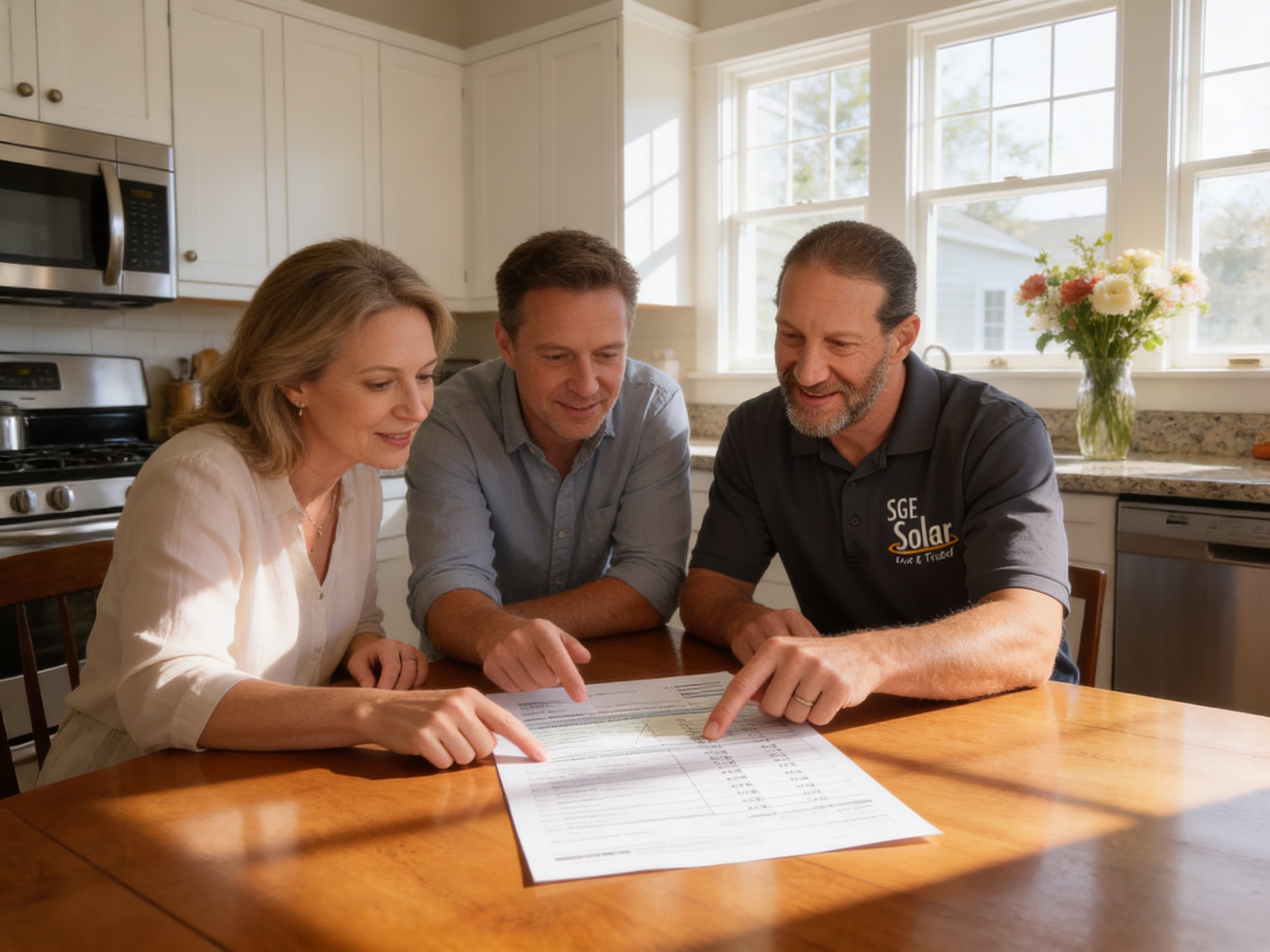 Dave Simmer meeting with a homeowner for a solar consultation on the South Shore of Massachusetts