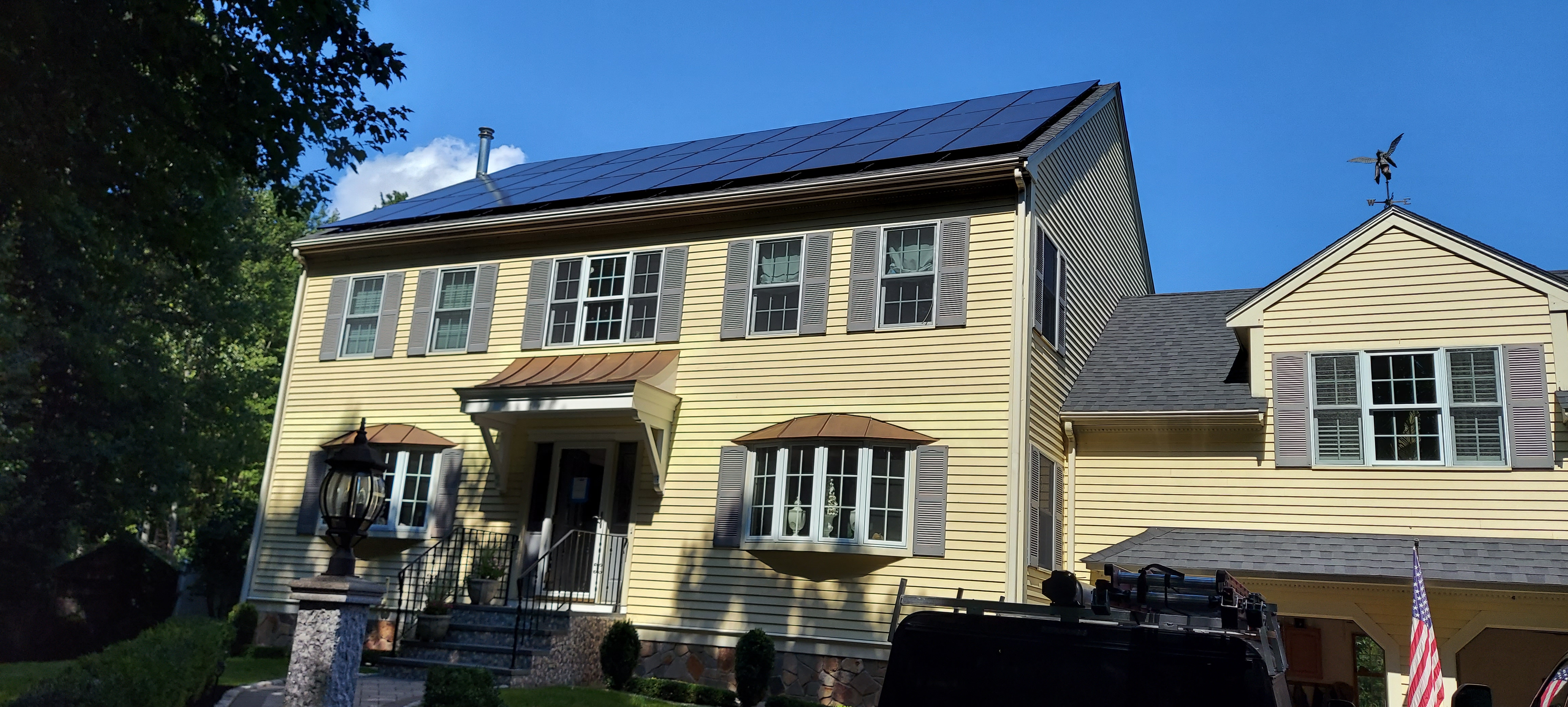 Solar panel installation on a home in Weymouth, MA