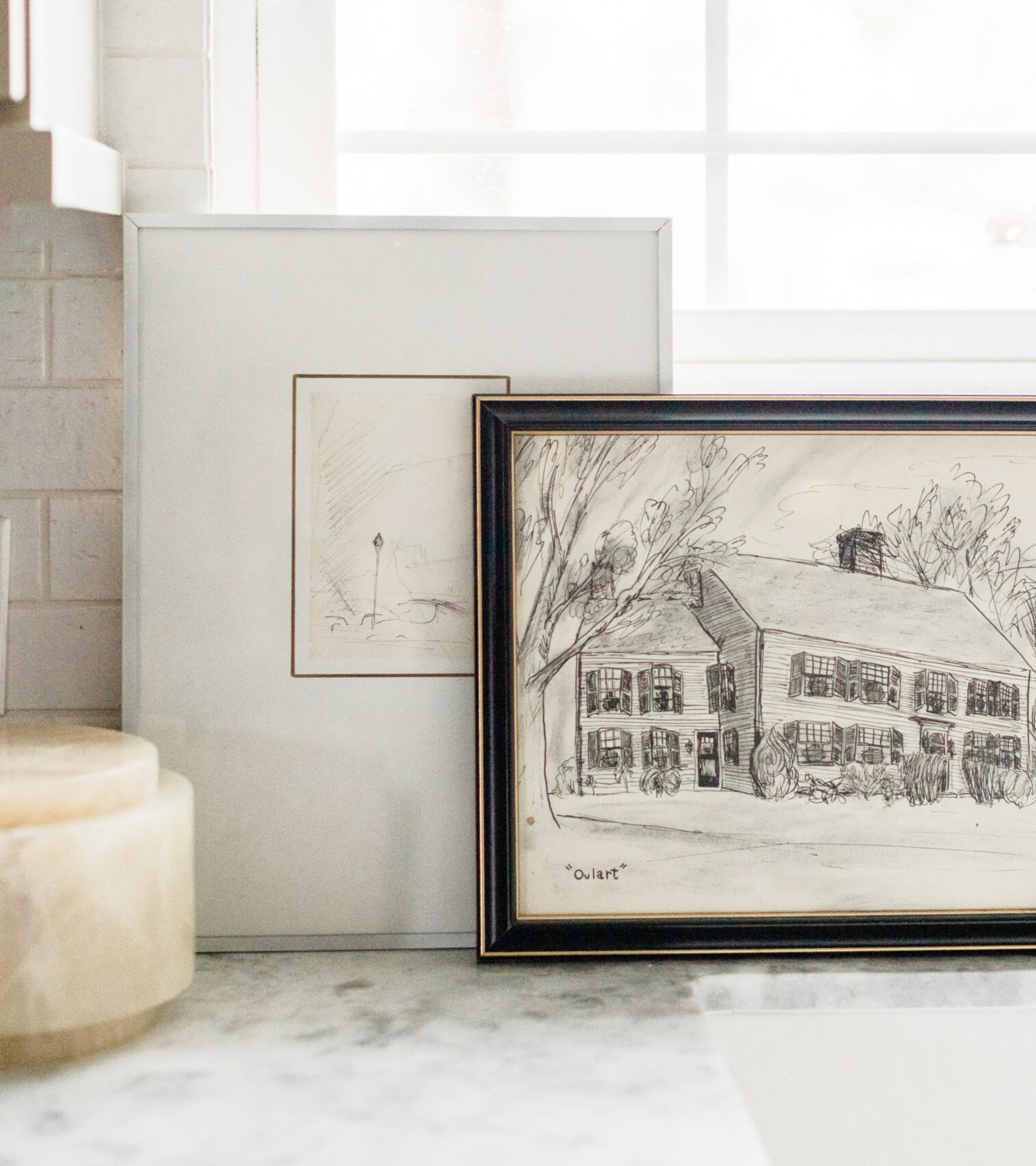 Framed drawing of a home