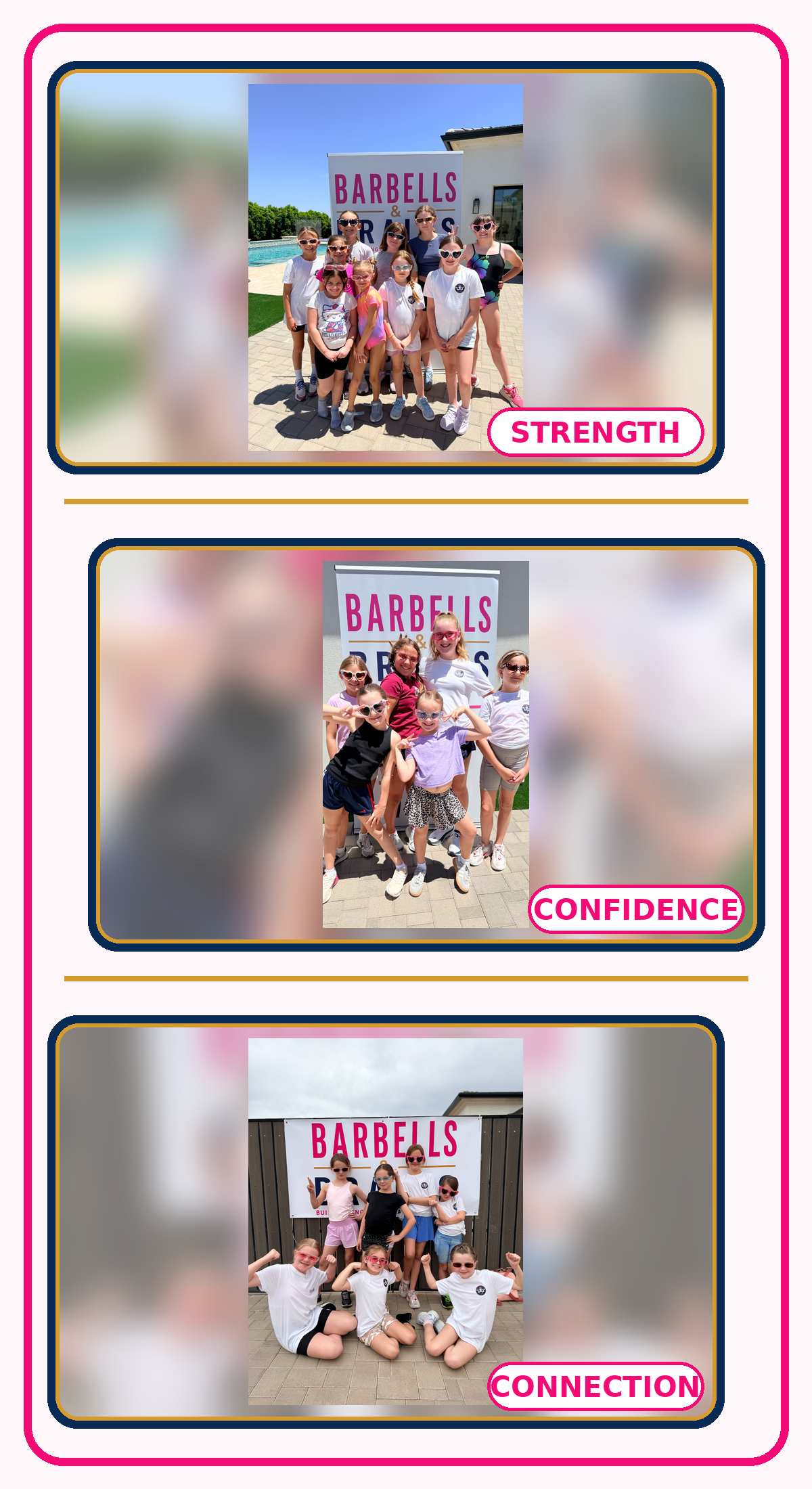 Girls enjoying Barbells & Braids camp activities