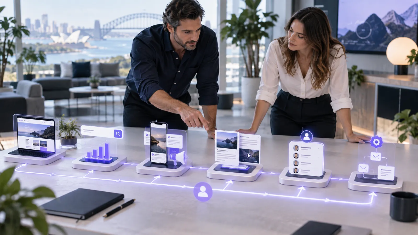 Connected digital marketing services across websites, search, content and customer follow-up