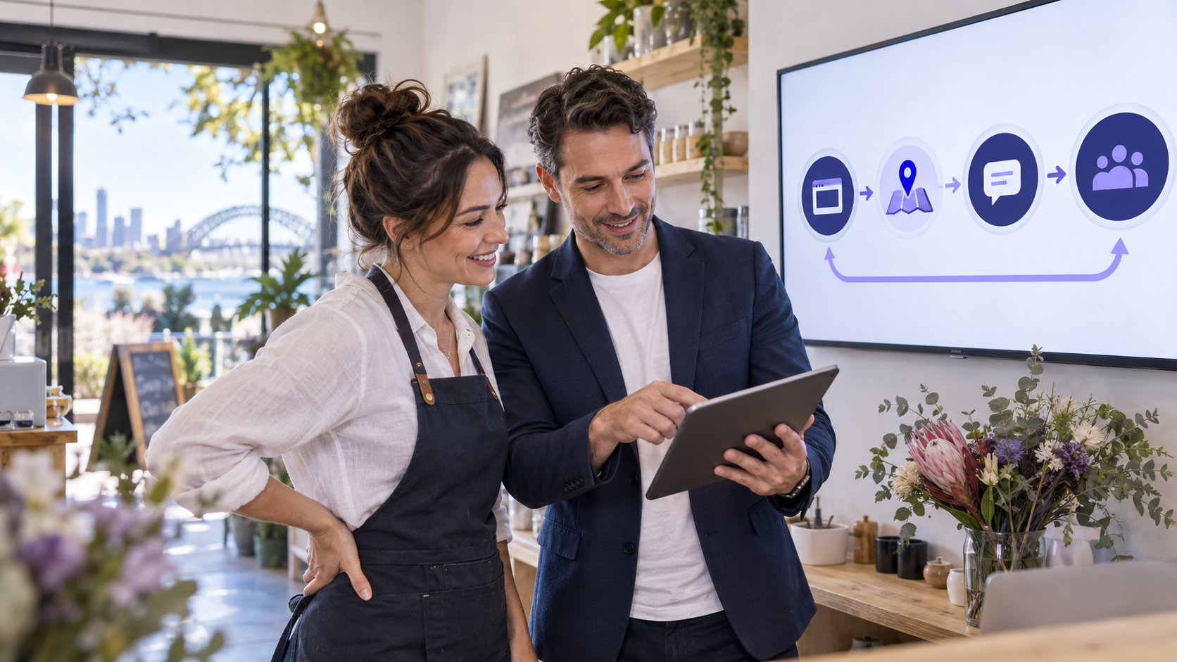 Australian small-business owner reviewing a focused digital marketing plan