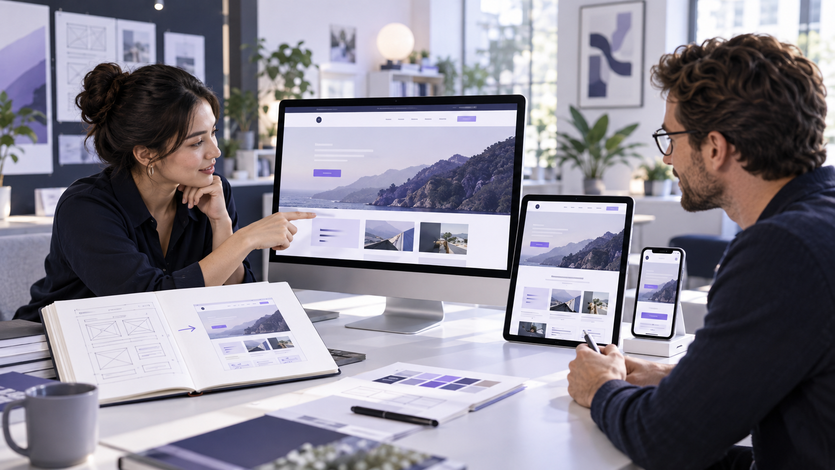 Responsive website design review across desktop, tablet and mobile devices