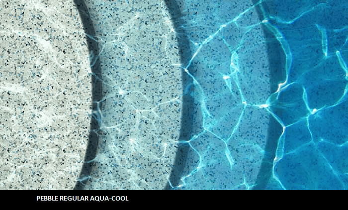 Aqua Cool pebble finish at 1ft, 3ft, 6ft, and 9ft water depths