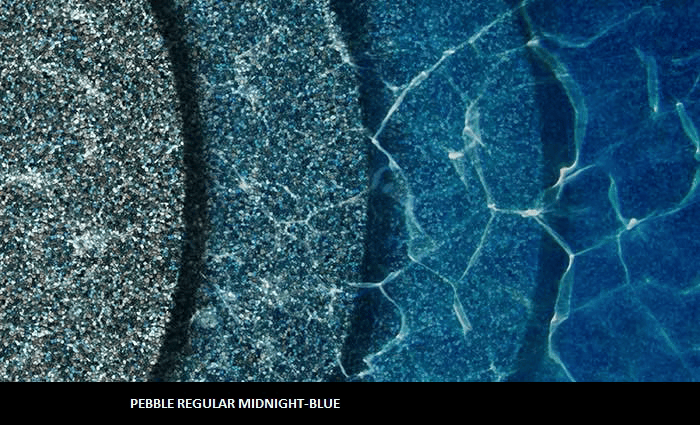 Midnight Blue pebble finish at 1ft, 3ft, 6ft, and 9ft water depths