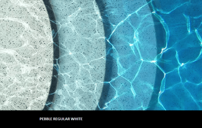 White pebble finish at 1ft, 3ft, 6ft, and 9ft water depths
