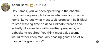 Deep Attention Filtering to ensure every message directly references the prospect's role, company news, or recent activity