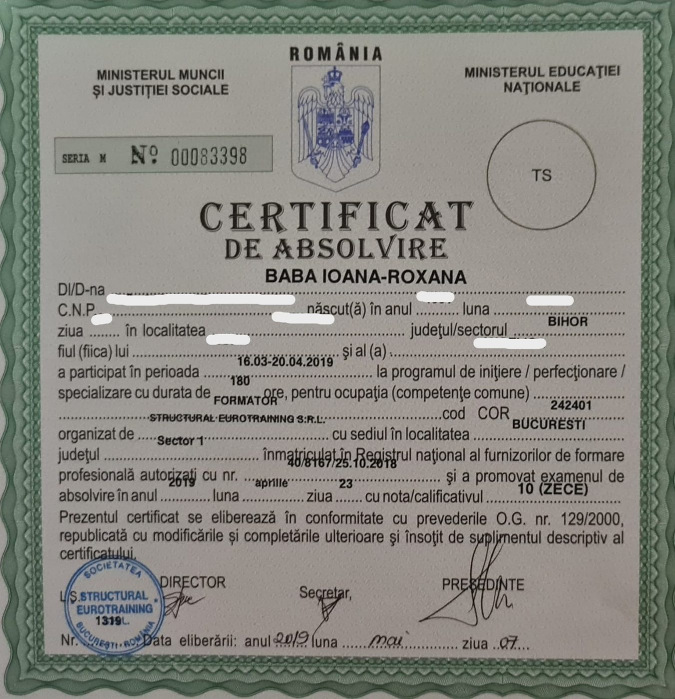 Diplomă Formator