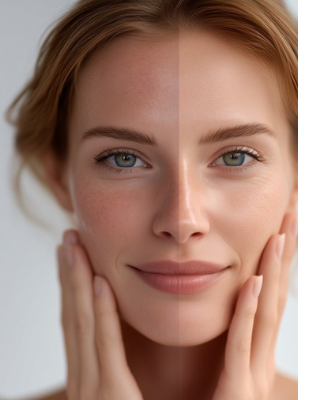 Before and after acne scar improvement with micro-needling treatment at One8Clinic Before and after acne scar improvement with micro-needling treatment at One8Clinic