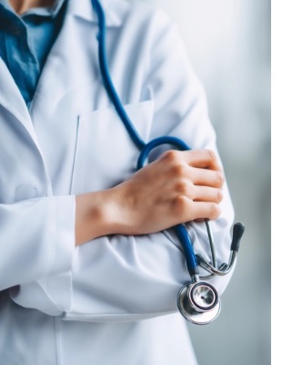 	Doctor holding stethoscope during a professional GP appointment for specialist referral guidance in Johannesburg