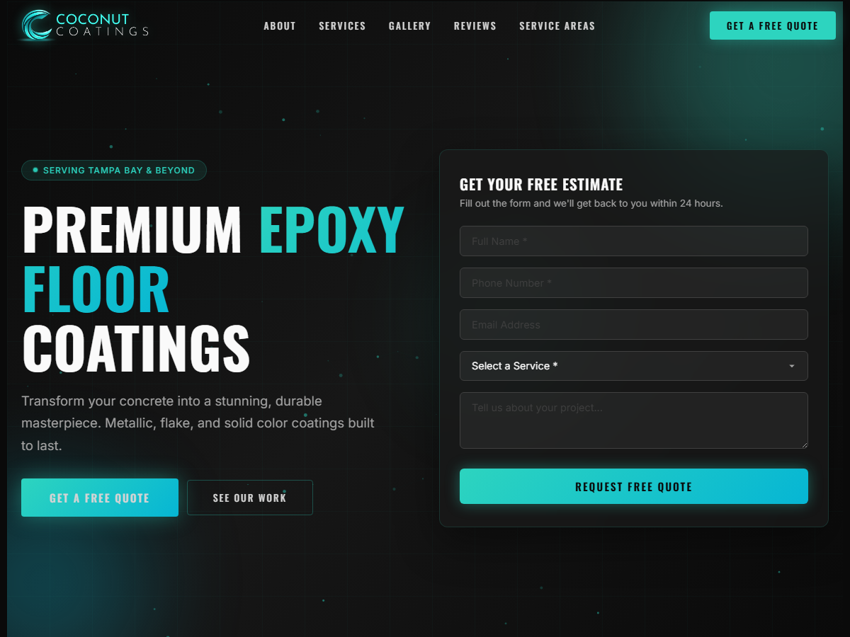 Screenshot of the Coconut Coatings website