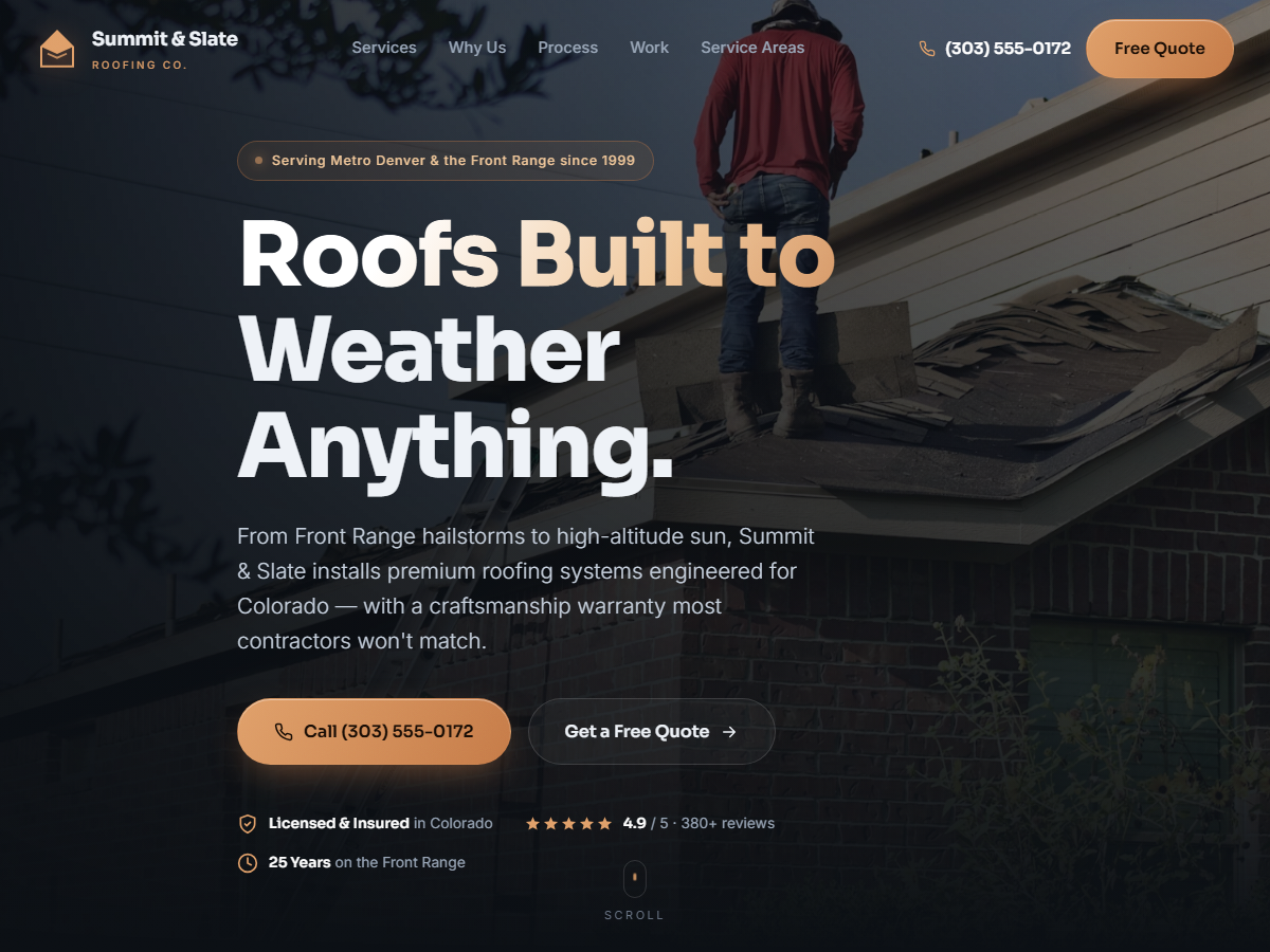 Screenshot of the Summit & Slate Roofing demo build