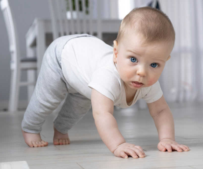 baby crawling with straight legs, baby bear crawl