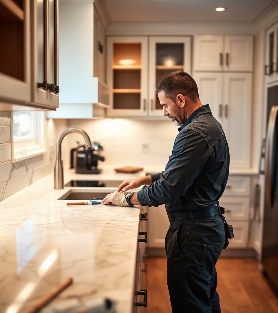 Contractor working on kitchen remodel