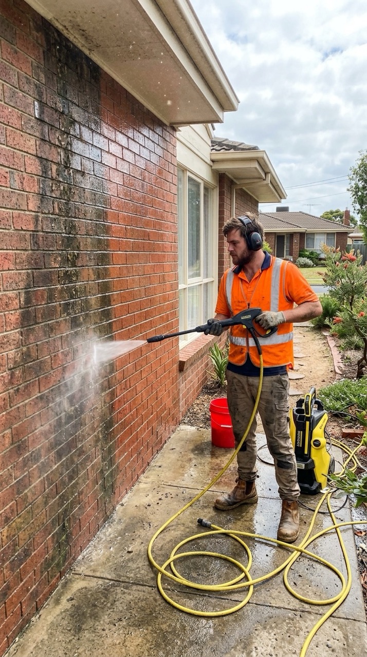 Mould removed from a concrete path, Brookvale pressure cleaning job
