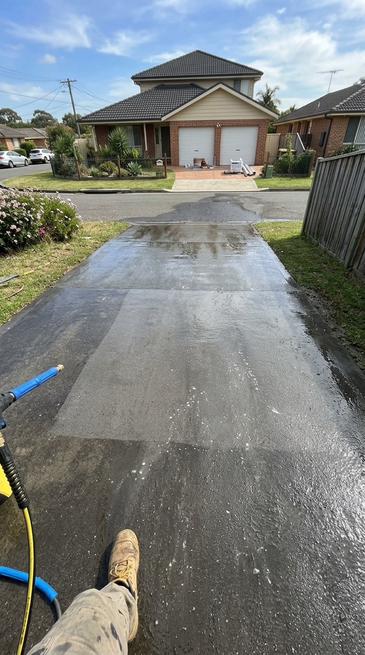 House exterior soft wash in progress, Narrabeen