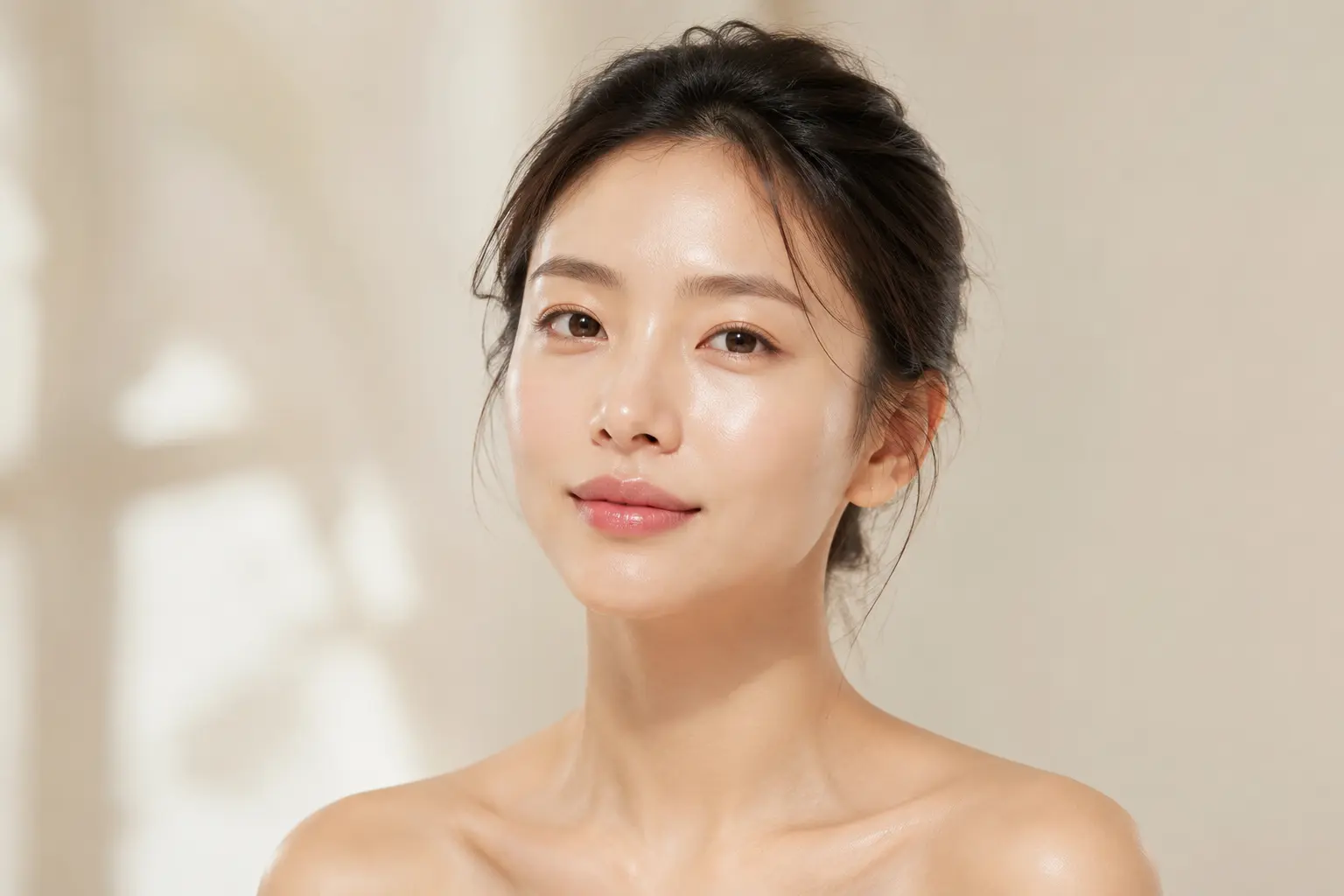 Visuel beauté premium évoquant l’éclat, l’hydratation et la fraîcheur de la peau