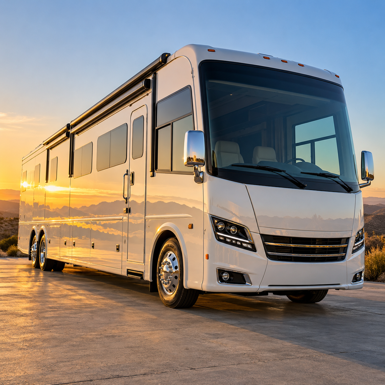 Class A motorhome with ceramic coating