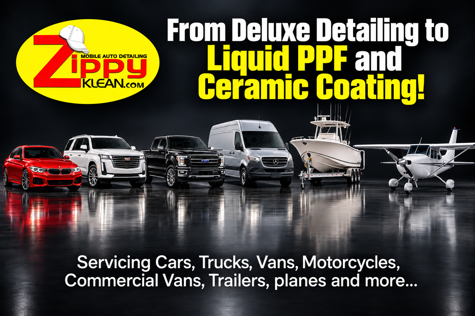 Cars, SUVs, trucks, commercial vans, boats and aircraft serviced by Zippy Klean on the Big Island