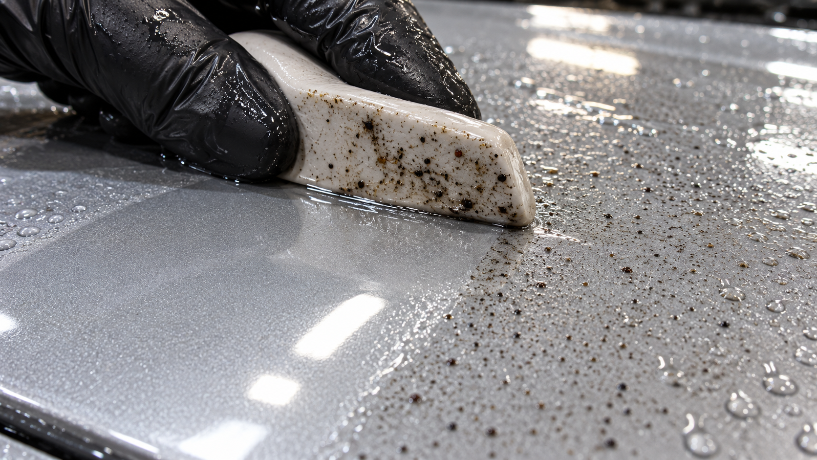 Clay bar loaded with contamination pulled out of the clear coat