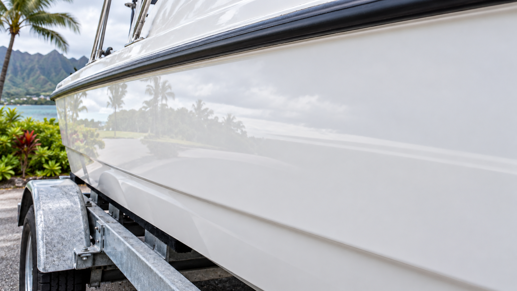 After: the same hull with depth and sharp reflection restored in one pass