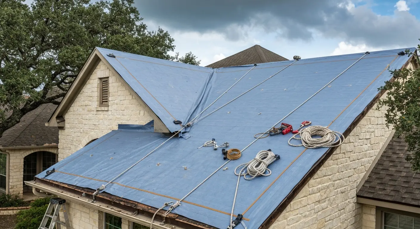 Emergency roof tarping