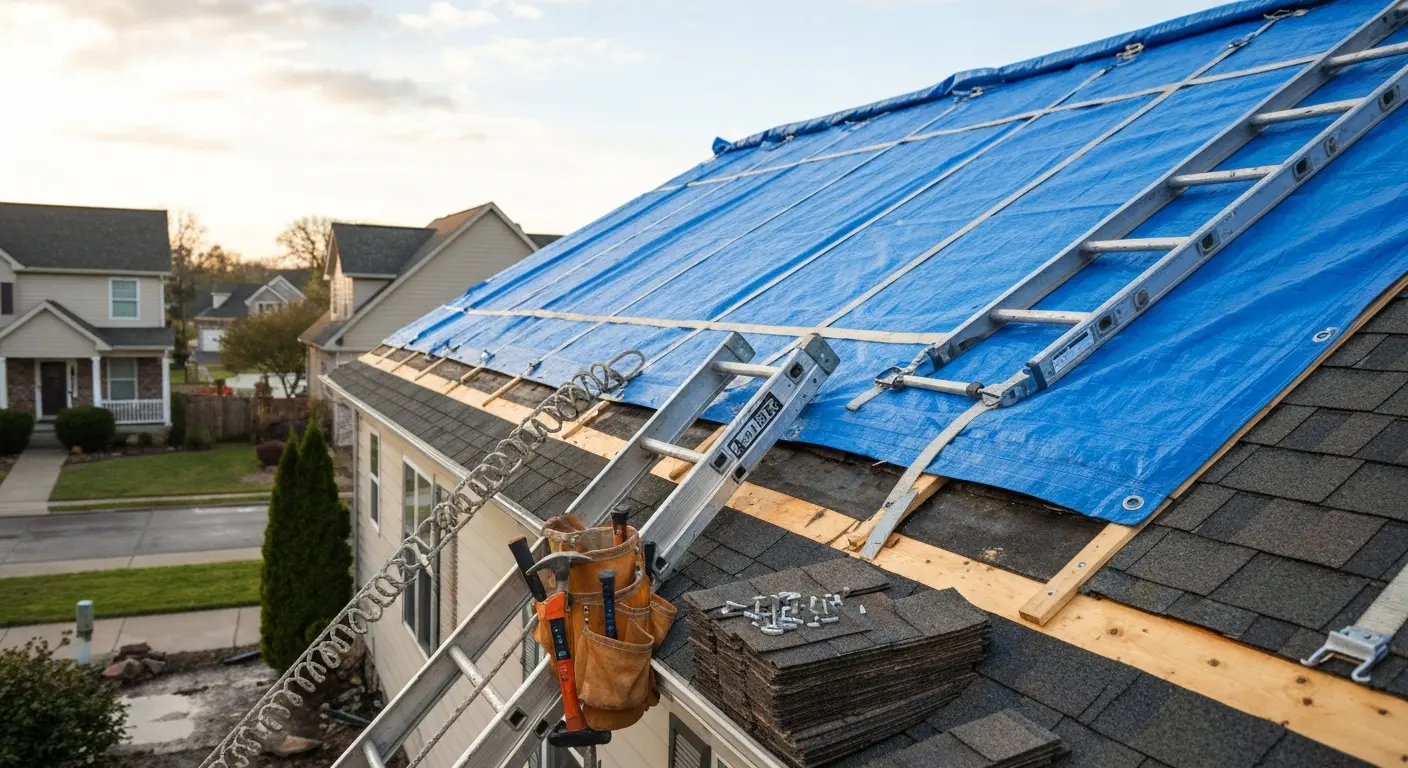 Emergency storm damage roof repair