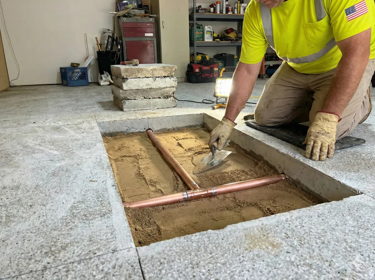 Concrete slab leak detection and repair