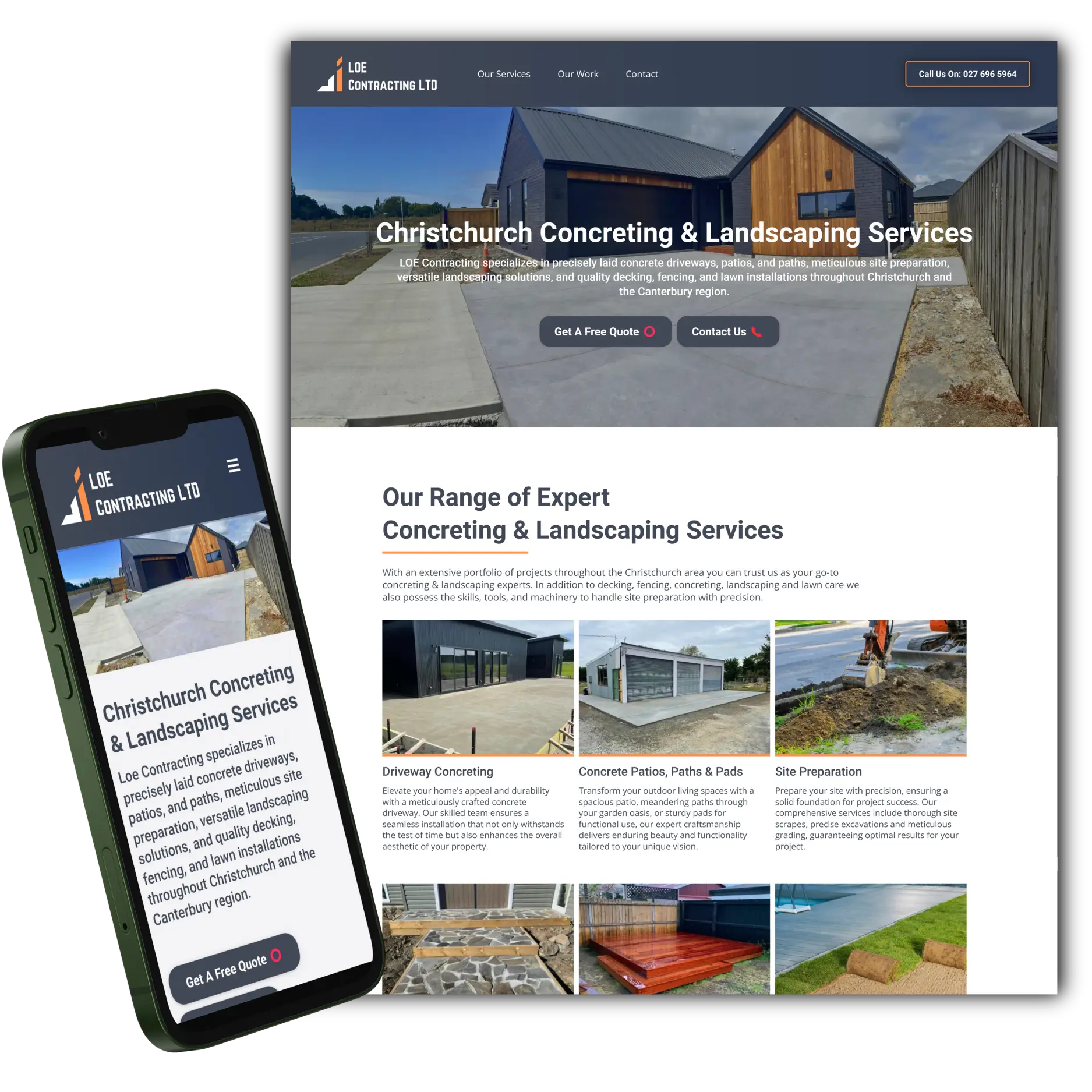 Example Web Design - LOE Contracing Christchurch