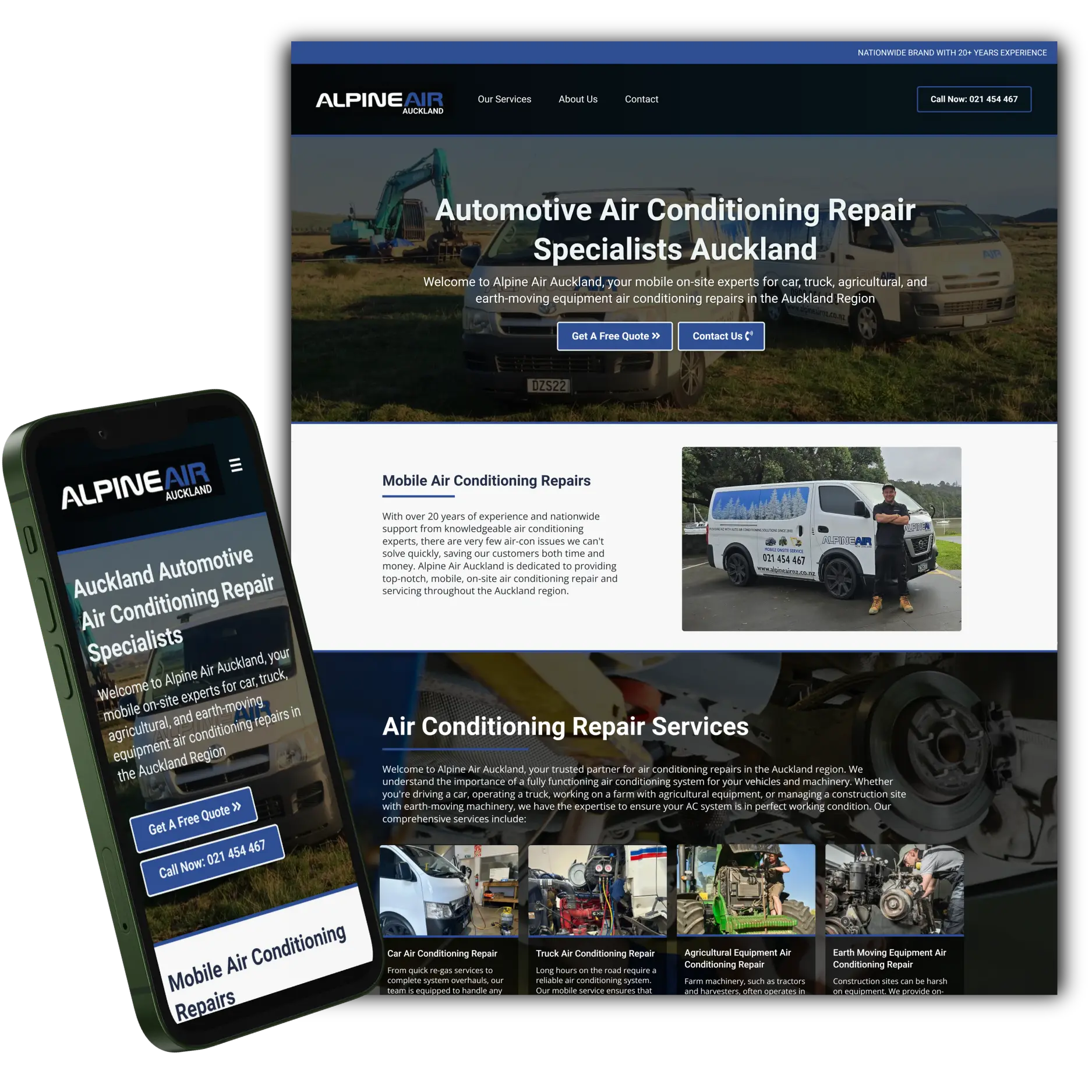 Example Web Design - Alpine Air Auckland