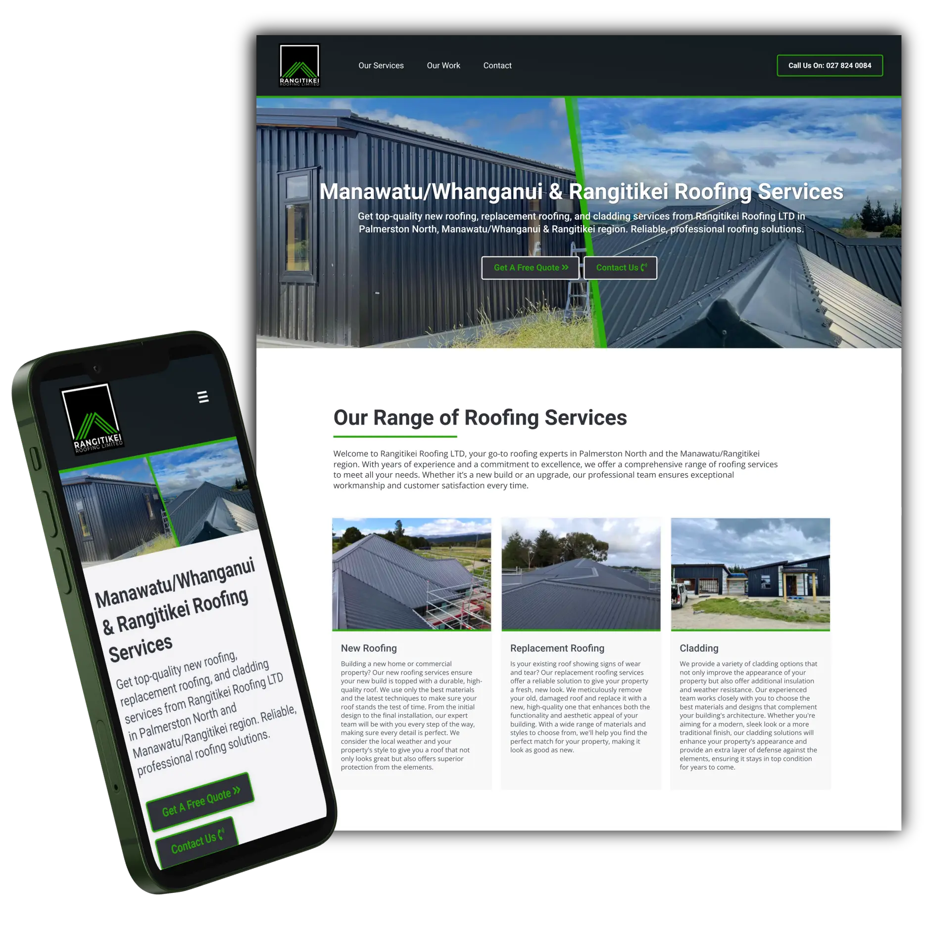 Example Web Design - Rangitikei Roofing Palmerston North