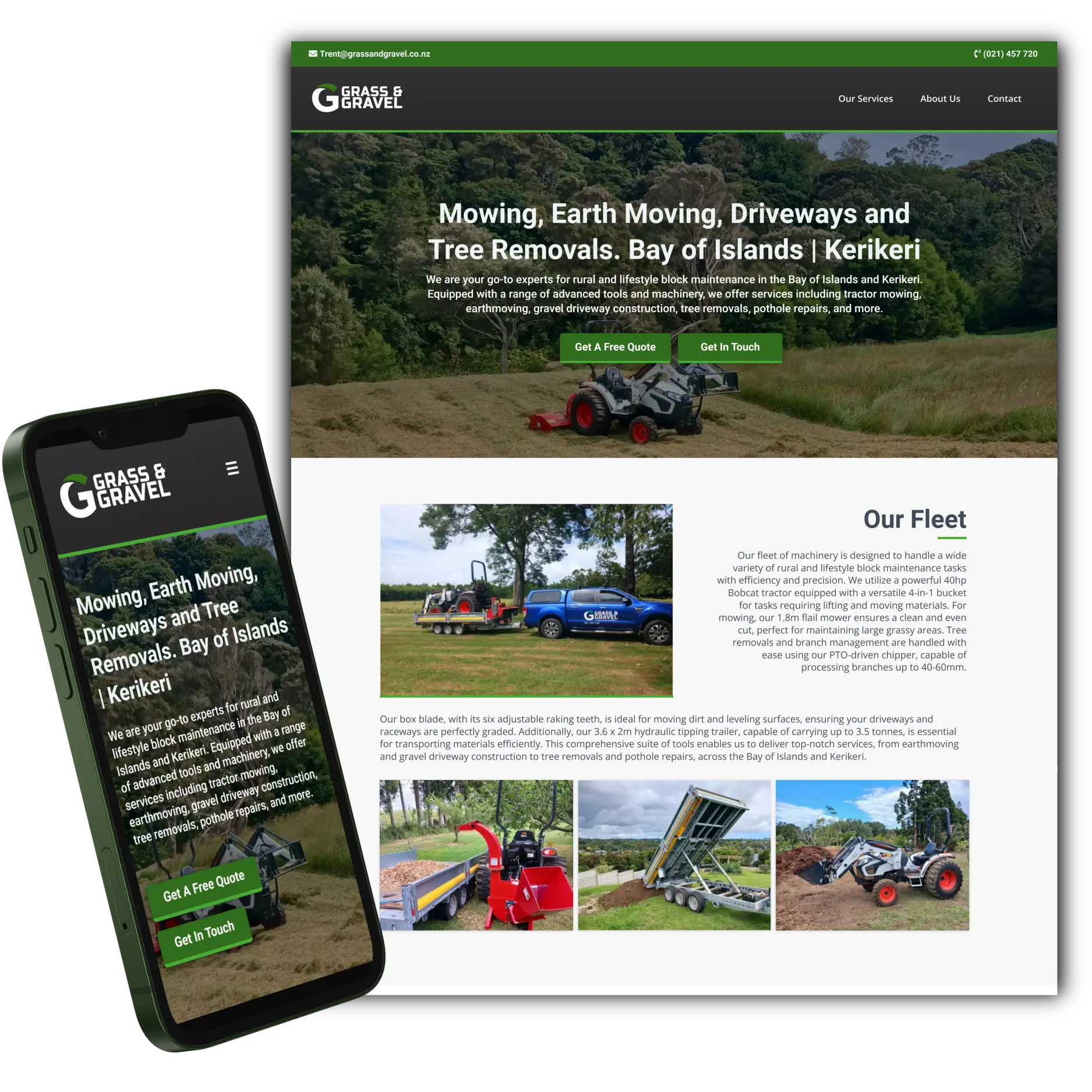 Example Web Design - Grass and Gravel Bay of Islands