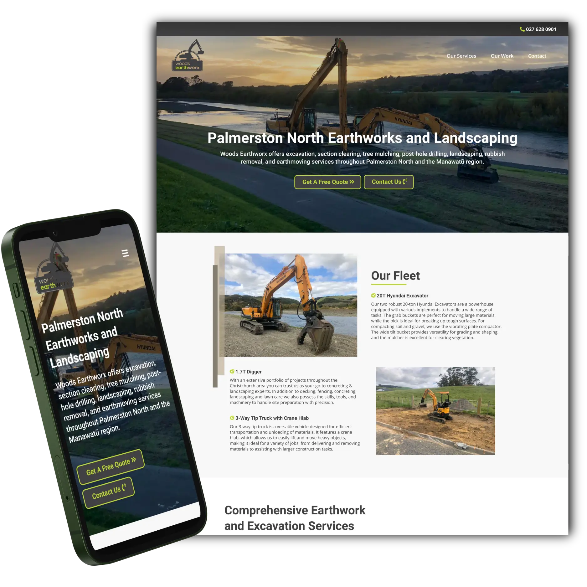 Example Web Design - Woods Earthworx Palmerston North