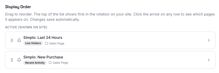 Display order feature