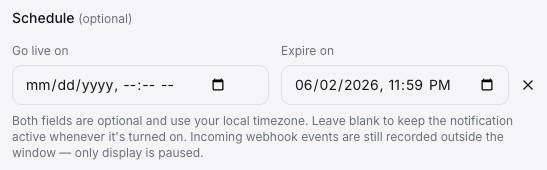 Schedule feature