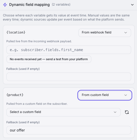 Field mapping feature