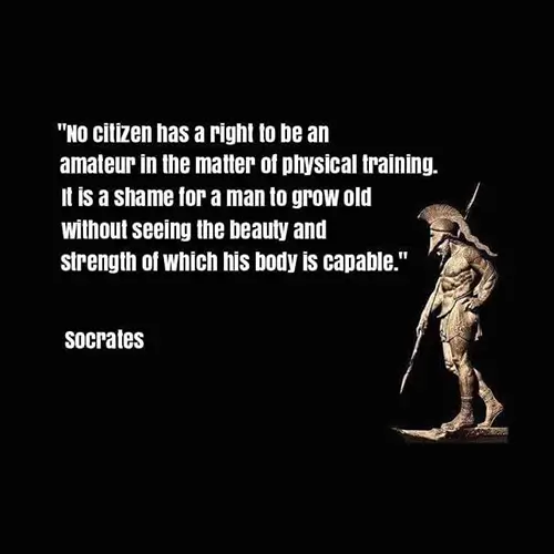 Quote: no citizen has a right to be an amateur in the matter of physical training, it is a shame for a man to grow old without seeing the beauty and strength of which his body is capable - Scocrates